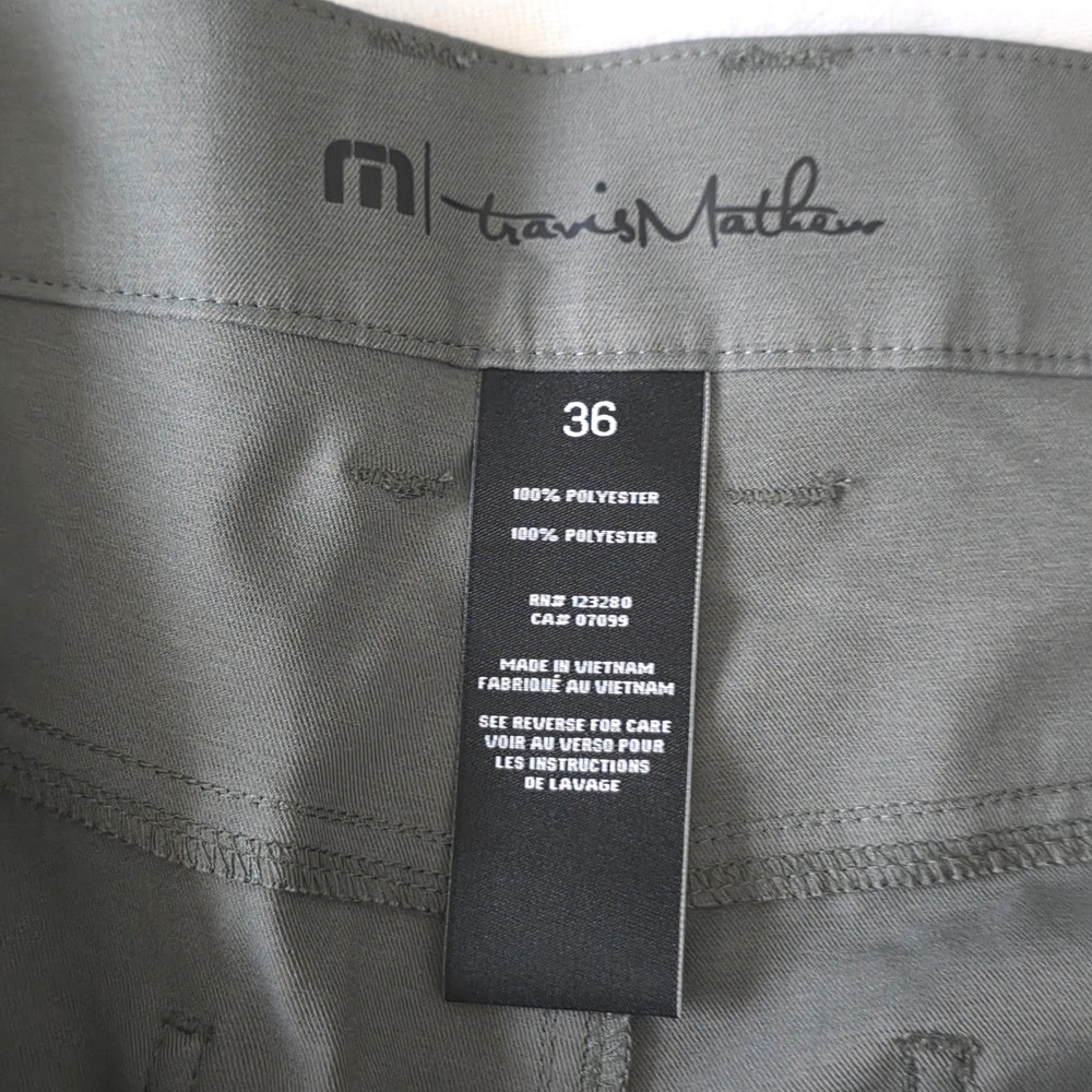 Travis Mathew Mens Green Grey Performance Golf Pants 5-Pocket Size 38X32 - Picture 8 of 10